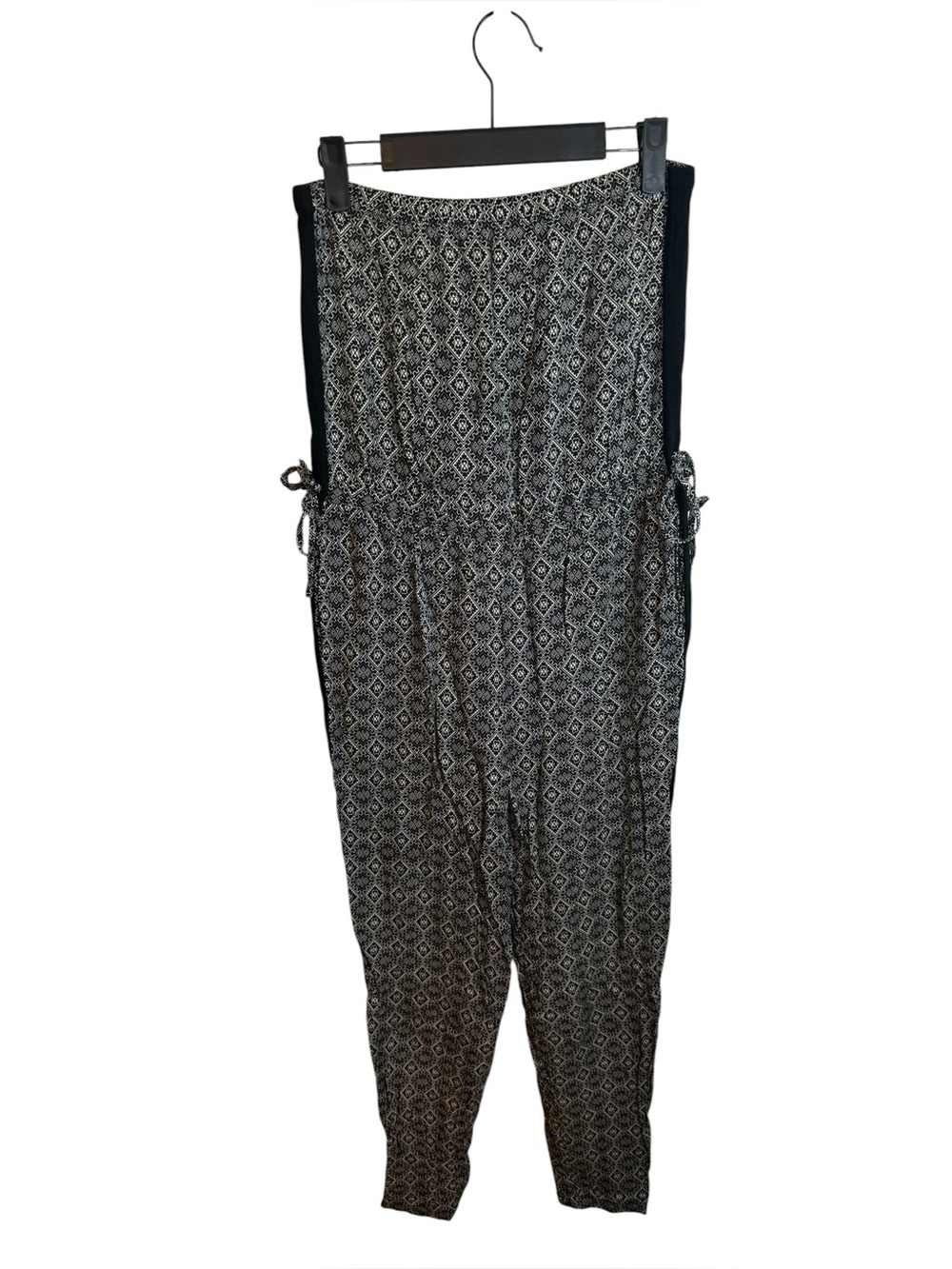 Forever 21 Black and White Boho Patterned Strapless Jumpsuit
